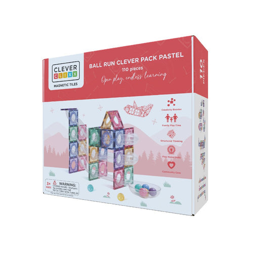 Klocki magnetyczne Ball Run Clever Pack Pastel - 110 el. - Cleverclixx