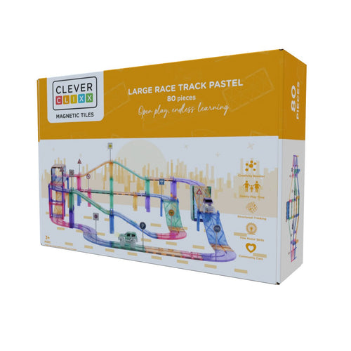 Klocki magnetyczne Large Race Track Pastel - 80 el. - Cleverclixx